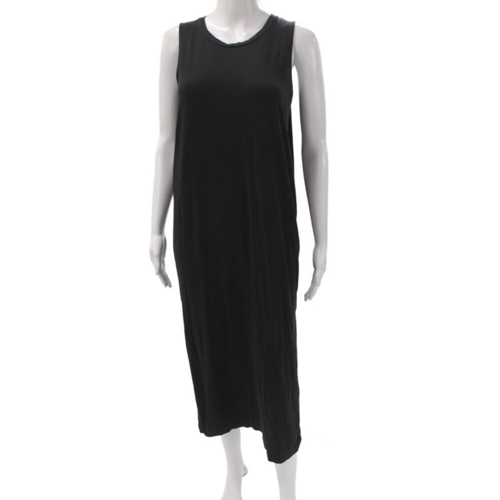 Cuyana Womens Minimalist Black Cotton Tank Dress Mid Calf Size S